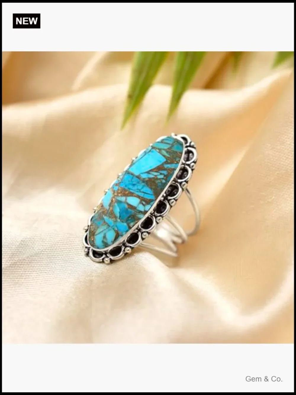 925 Sterling Silver Statement Ring - Oval Natural Gemstone Artisan Jewelry